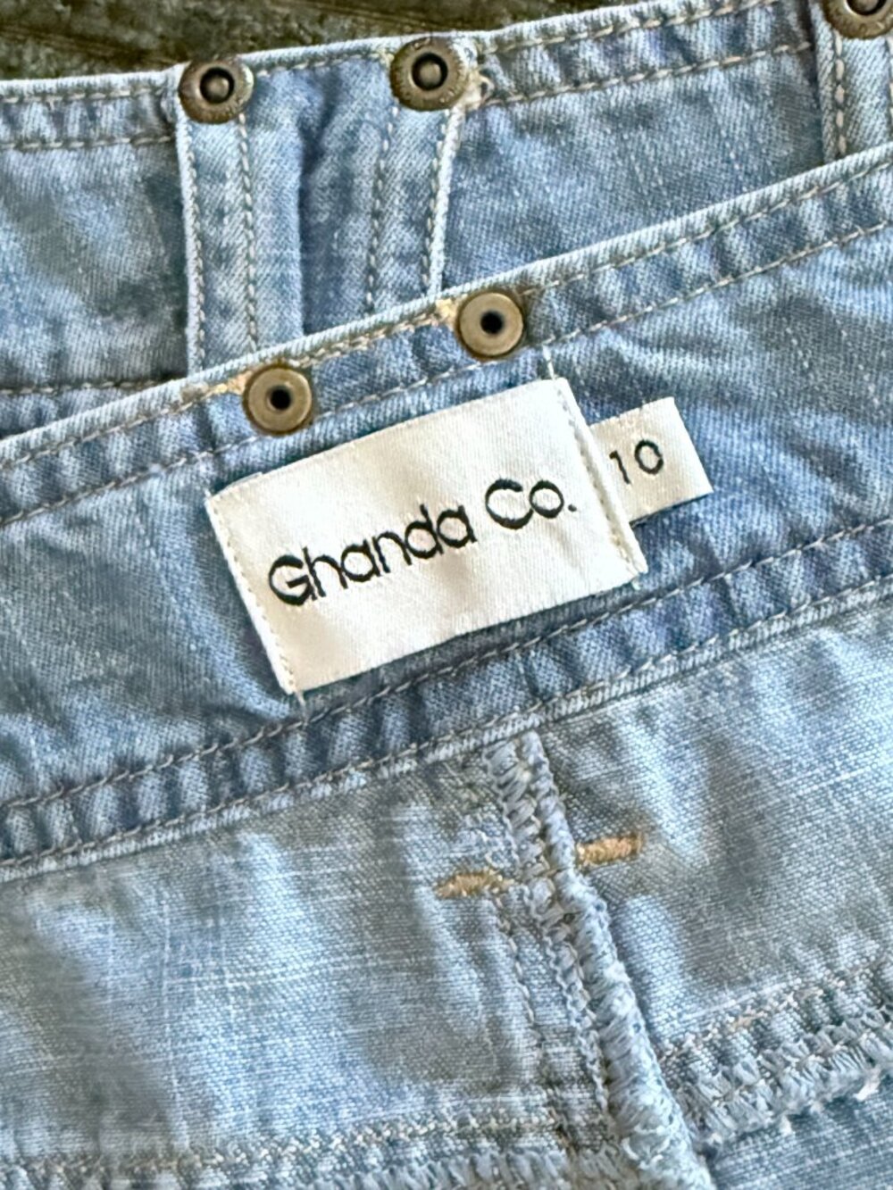 Ghanda Vintage Utility Denim Maxi Skirt - Paneled Boho A-Line Light Wash - Picture 12 of 13
